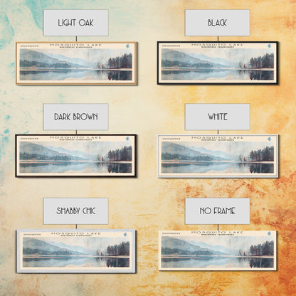 Mosquito Lake Framed Canvas Print, Lake House Decor, Panoramic Wall Art, Travel Poster, Scenic Landscape Painting, Living Room Decor