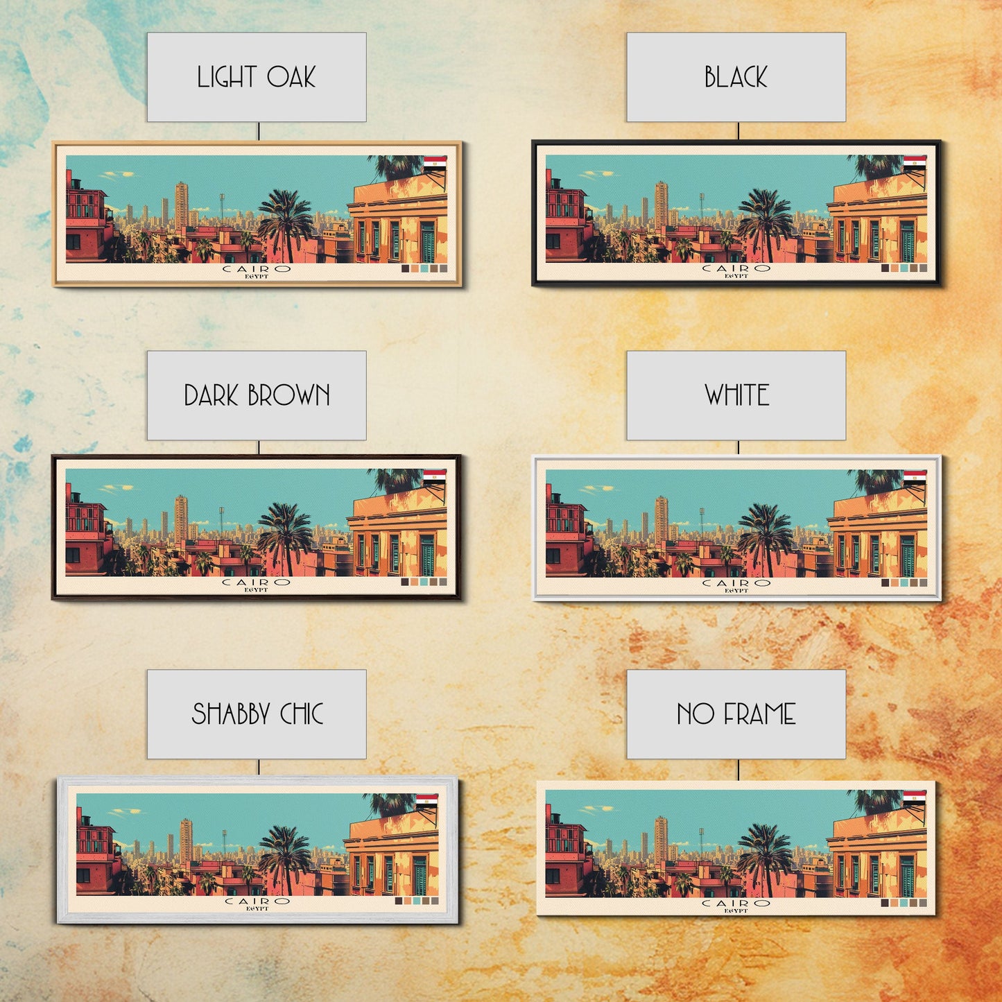 Cairo, Egypt Panoramic Canvas Print, Cairo, Egypt Painting, Egypt Art, Cairo Travel Poster, Travel Art, Housewarming Gift