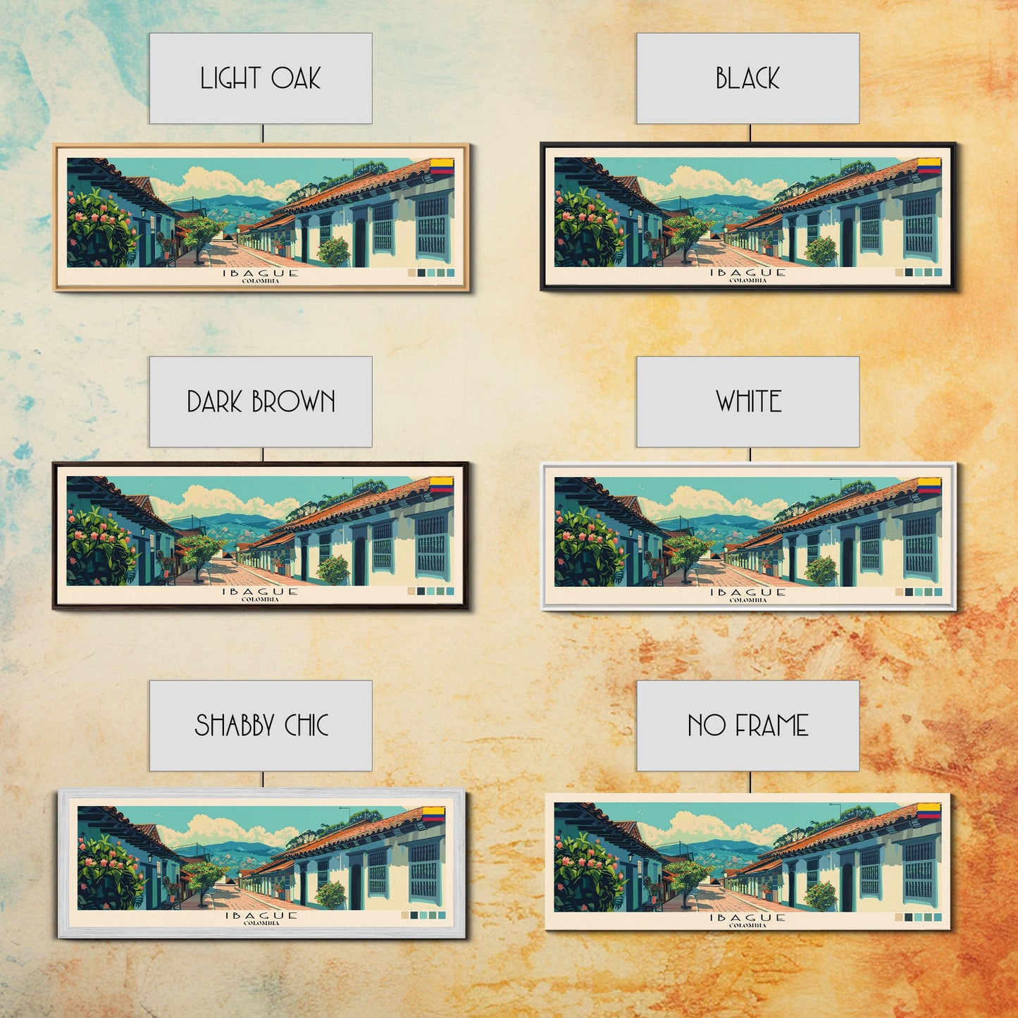 Ibague, Colombia Panoramic Canvas Print, Ibague, Colombia Painting, Colombia Art, Ibague Travel Poster, Travel Art, Living Room Painting