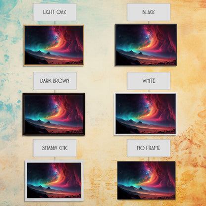 Colorful Galaxy Full of Stars, Framed Canvas Print, Unique Wall Art, Large Format Art, Retro Synthwave Style Space Art