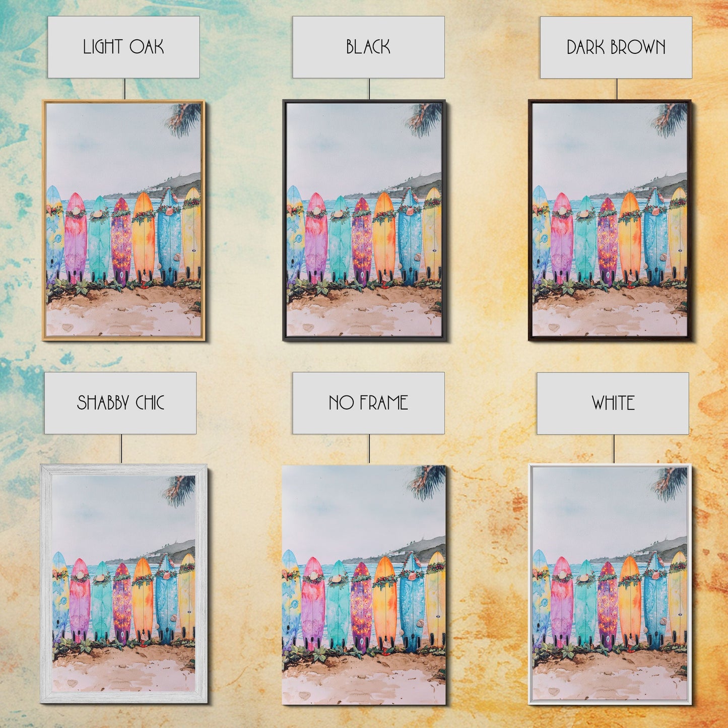 Surf Board Christmas, Framed Canvas Print, Beautiful Trendy Christmas Wall Art With Wood Frame, 2024 Xmas Decor, Christmas 2024