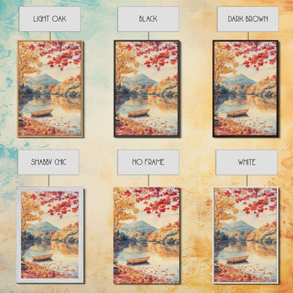 Canoe On A Serene Fall Lake, Framed Canvas Print, Autumn Decor, Fall Wall Art, Fall Poster, Autumn Prints Wall Art