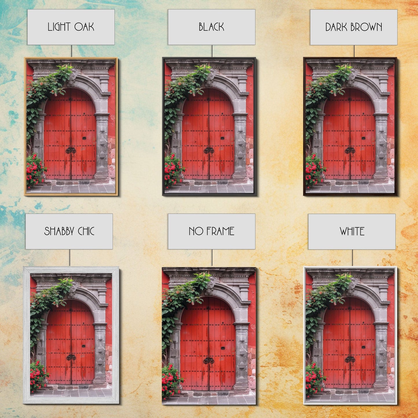 Change3 Indian Wall Art, Colorful Indian Doors, Framed Canvas Print, Painting Print, Traditional Hindu Architecture, Ready To Hang