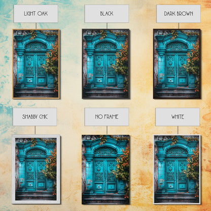 Change23 Mexican Wall Art, Colorful Mexican Door Architecture Painting Framed Canvas Print, Traditional Hacienda Architecture, Ready To Hang