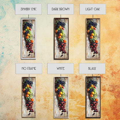 Retro Kitchen Wall Art, Still Life Painting Of Fruit Canvas Print, Narrow Art, Narrow Wall Art, Tall Skinny Art, Skinny Narrow Wall Art