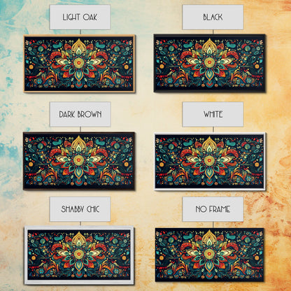 Elaborate Mandala Framed Canvas Print, Vibrant Boho Art, Spiritual Zen Wall Art, Geometric Ethereal Painting, Colorful Sacred Geometry