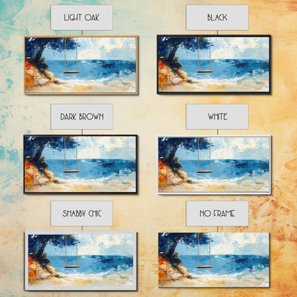 Beach Swing, Ocean Art, Coastal Landscape Art, Nautical Decor, Coastal Wall Art, Above Sofa Art, Canvas Print, Seascape Painting