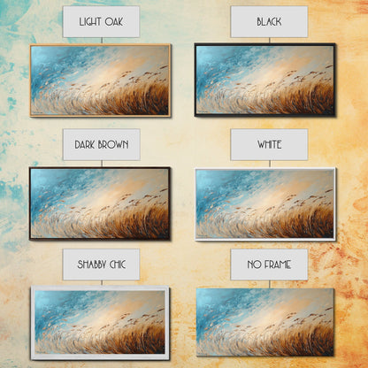 Coastal Wind, Beach Grass Painting, Coastal Cowgirl Wall Art, Nautical Decor, Wabi Sabi Art, Minimalist Art, Canvas Print, Extra Wide Art