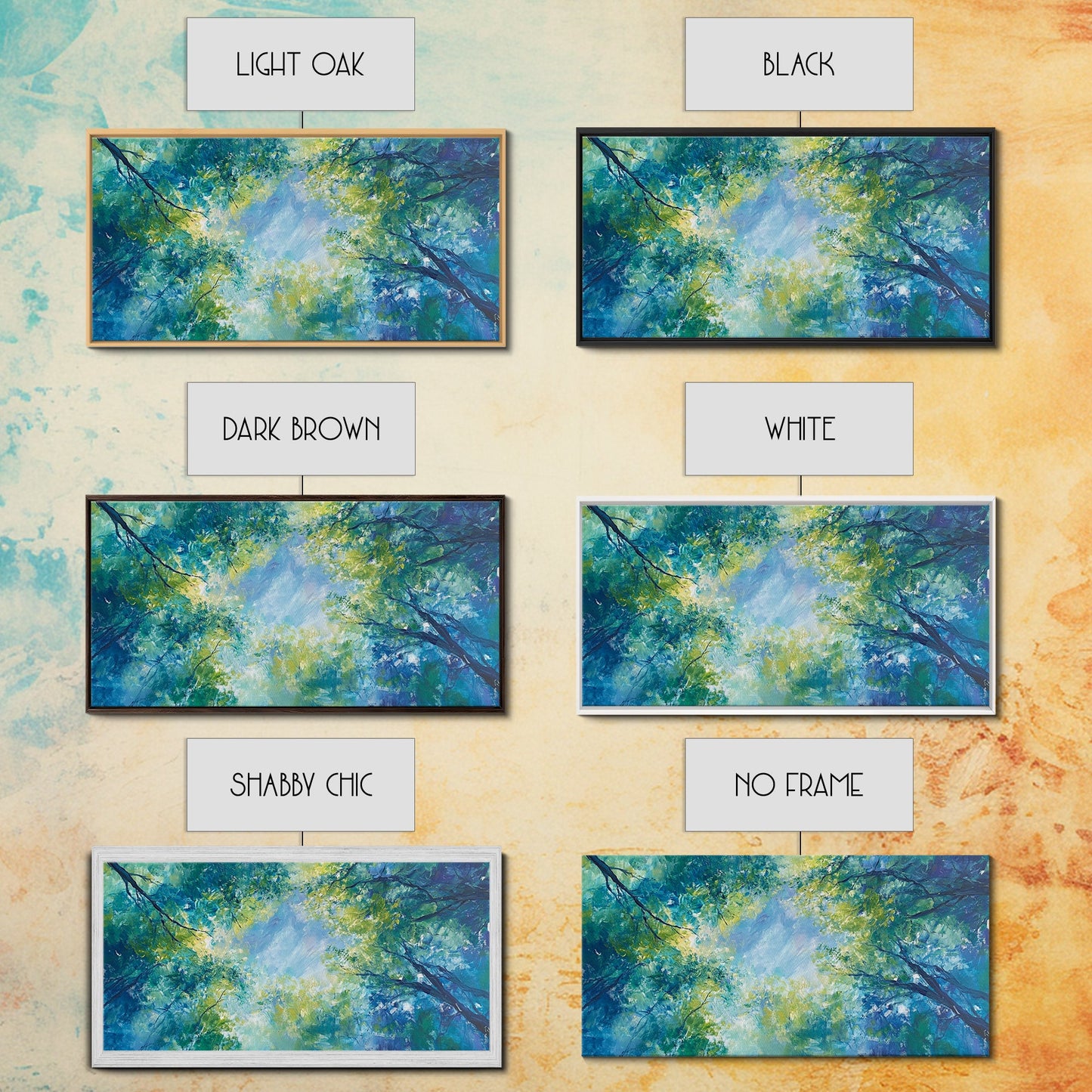 Canopy View, tree painting, green wall art, botanical prints, sage green wall art, whimsical art, Framed Canvas Print, gift idea