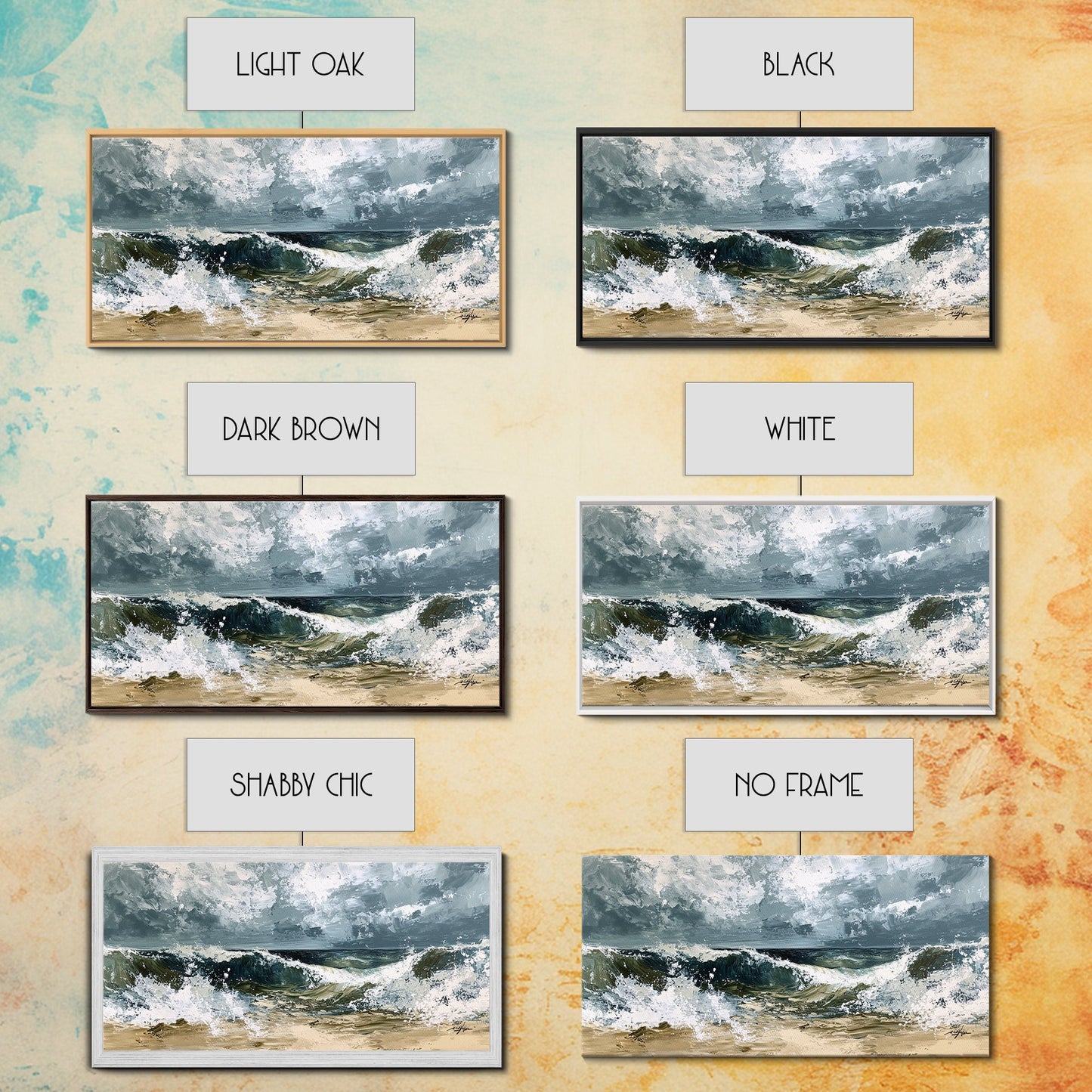 Stormy Ocean, Seascape Painting, Nautical Painting, Coastal Landscape Art, Horizontal Wall Art, Canvas Print, Rustic Decor