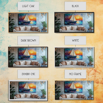 Sunset Sailboat Painting, sailboat painting, nautical painting, coastal decor, above bed wall art, seascape painting, Canvas Print