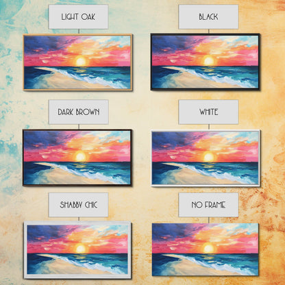 Sunset Beach Painting, Coastal Landscape Art, Nautical Decor, Surf Wall Art, Ocean Sunset Art, Nautical Wall Art, Canvas Print