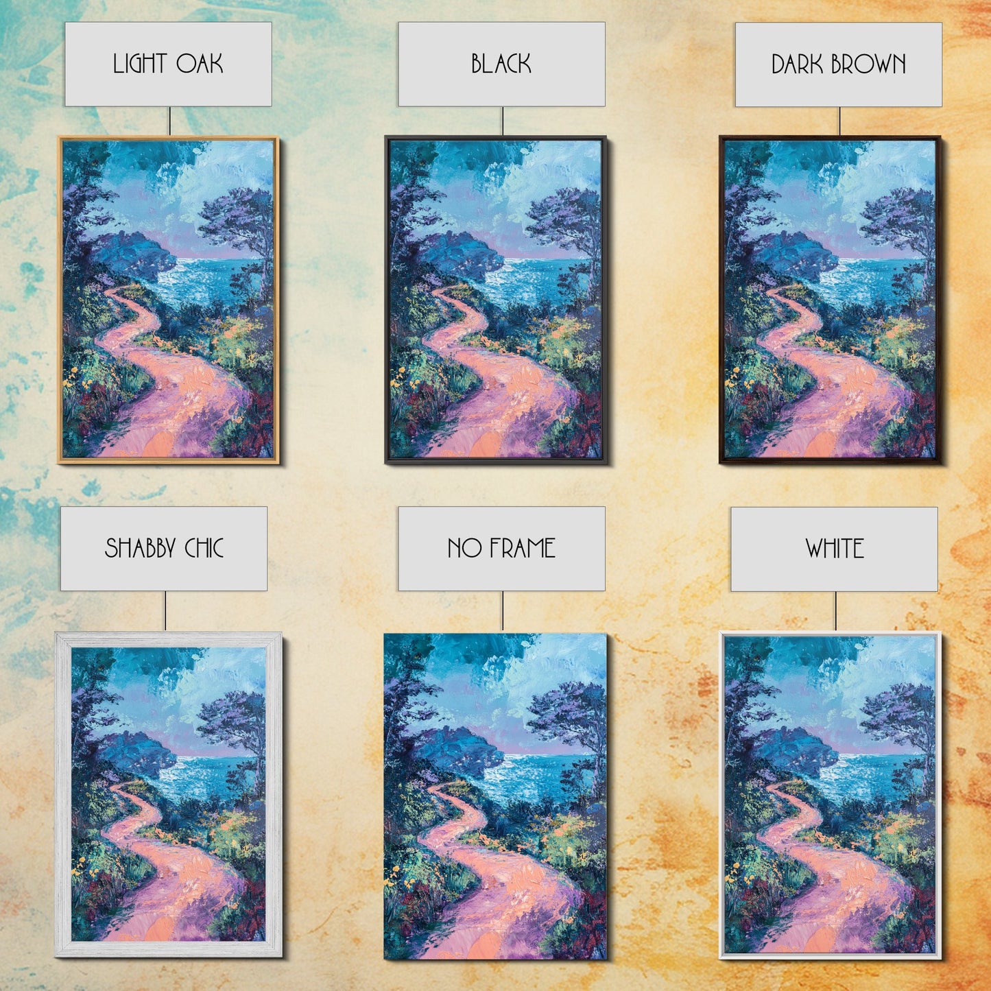 Twilight Coastal Path Canvas Print Impressionist Seascape Wall Art, Romantic Sunset Painting, Beach House Decor, Ocean Artwork