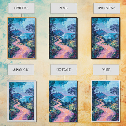 Twilight Coastal Path Canvas Print Impressionist Seascape Wall Art, Romantic Sunset Painting, Beach House Decor, Ocean Artwork