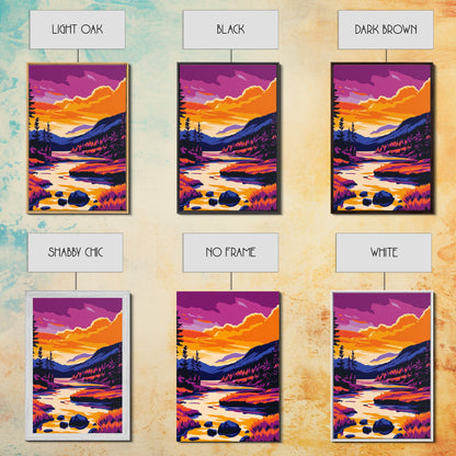 Sunset Lake Art, Colorful Nature Painting, Vibrant Landscape Canvas Print, Cabin Wall Decor, Rustic Home Art, Autumn Boho Wall Art