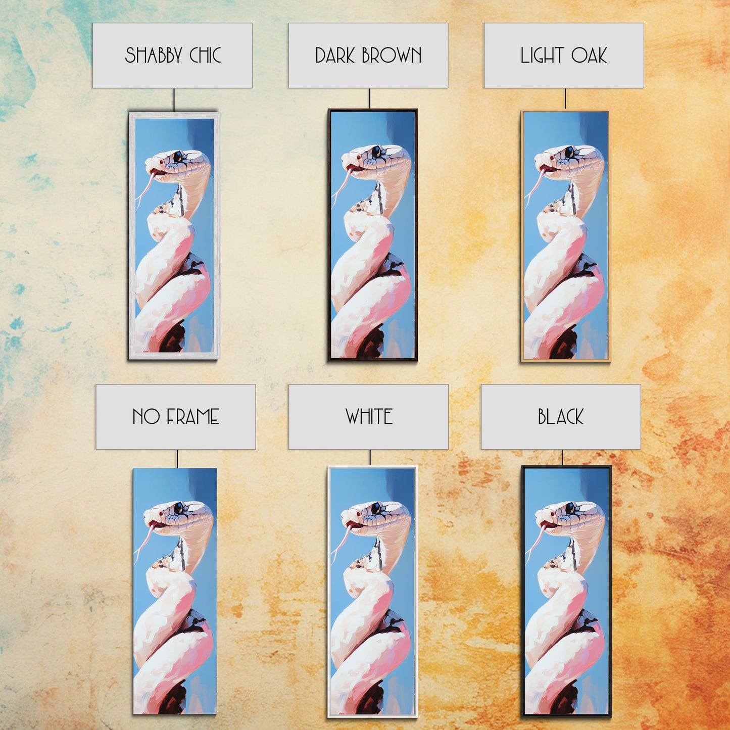 Coiled Snake, Wildlife Wall Art, Nature Print, Modern Animal Art, Framed Canvas Print, Boho Home Decor, Unique Statement Piece