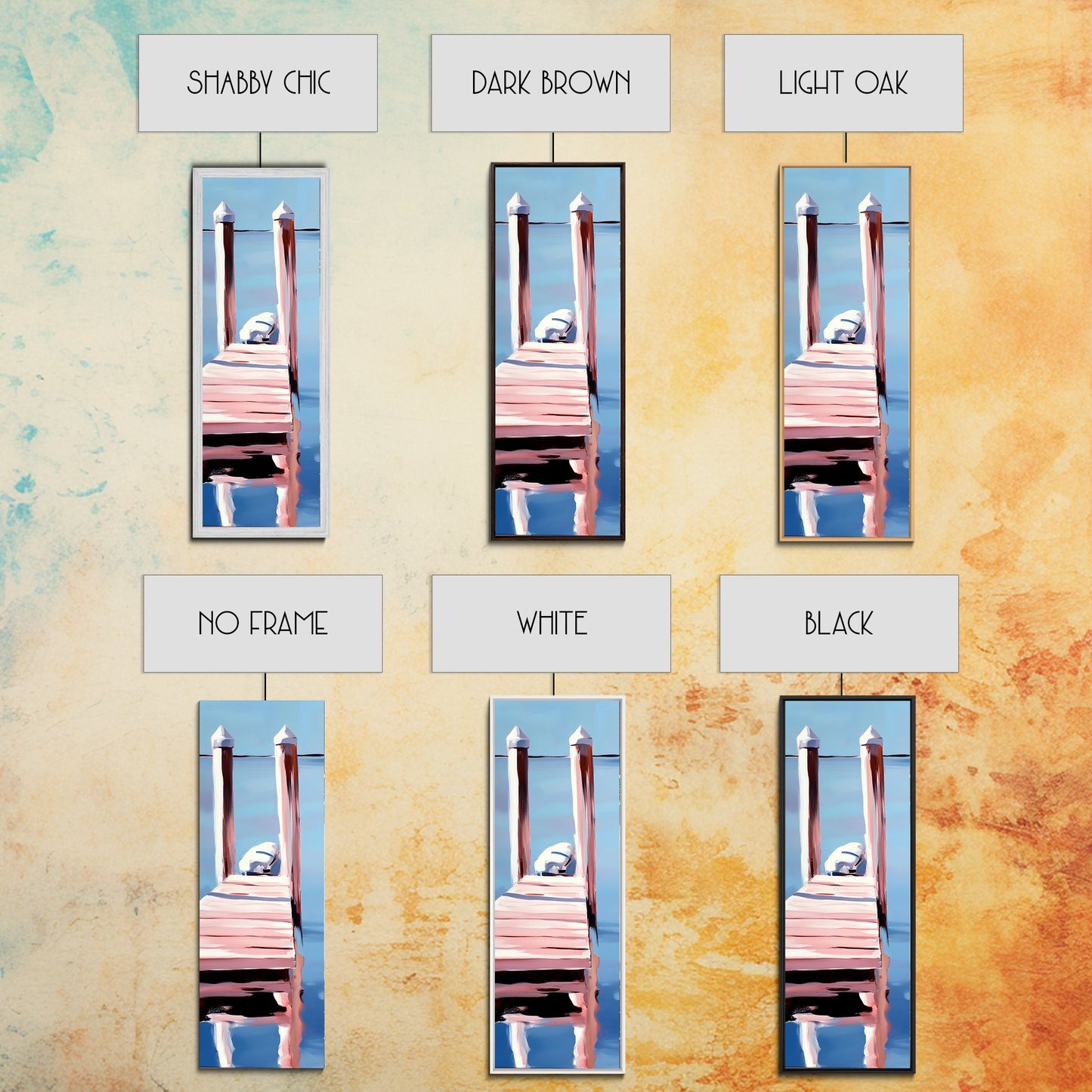 Dock Reflection, Calm Waters, Nautical Aesthetic, Serene Landscape, Coastal Home Decor, Minimal Framed Canvas Print, Tranquil Vibes