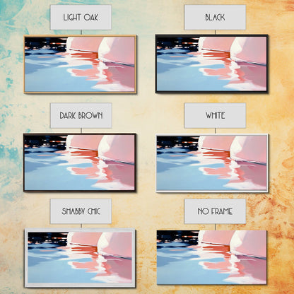 Water Reflection, Abstract Lake Art, Soft Pastel Painting, Minimalist Modern Aesthetic, Dreamy Nature Scene, Framed Canvas Print