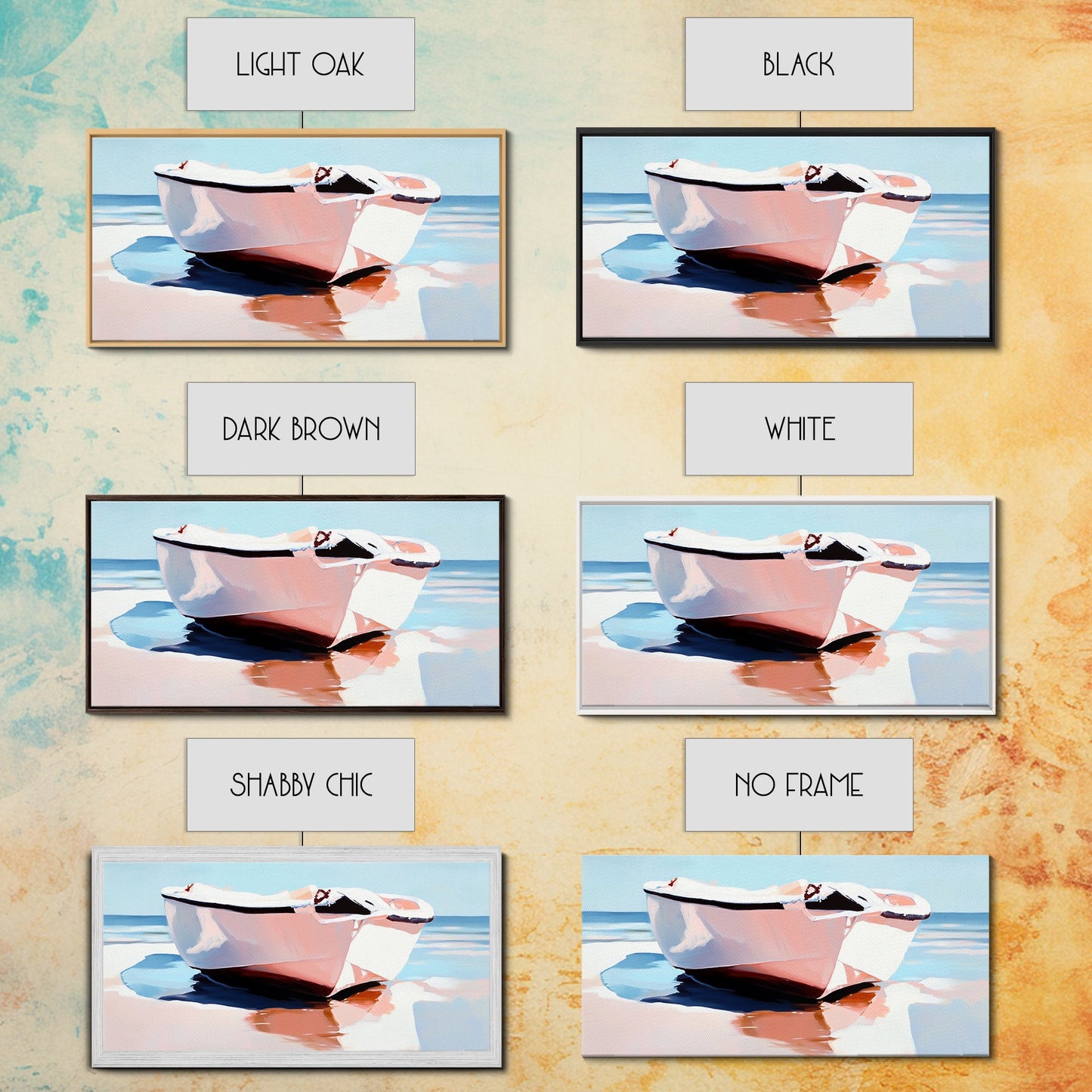 Beach Boat, Ocean Reflection, Coastal Calm, Canvas Print, Minimalist Nautical Art, Summer Home Decor, Living Room Wall Art, Tranquil Vibes