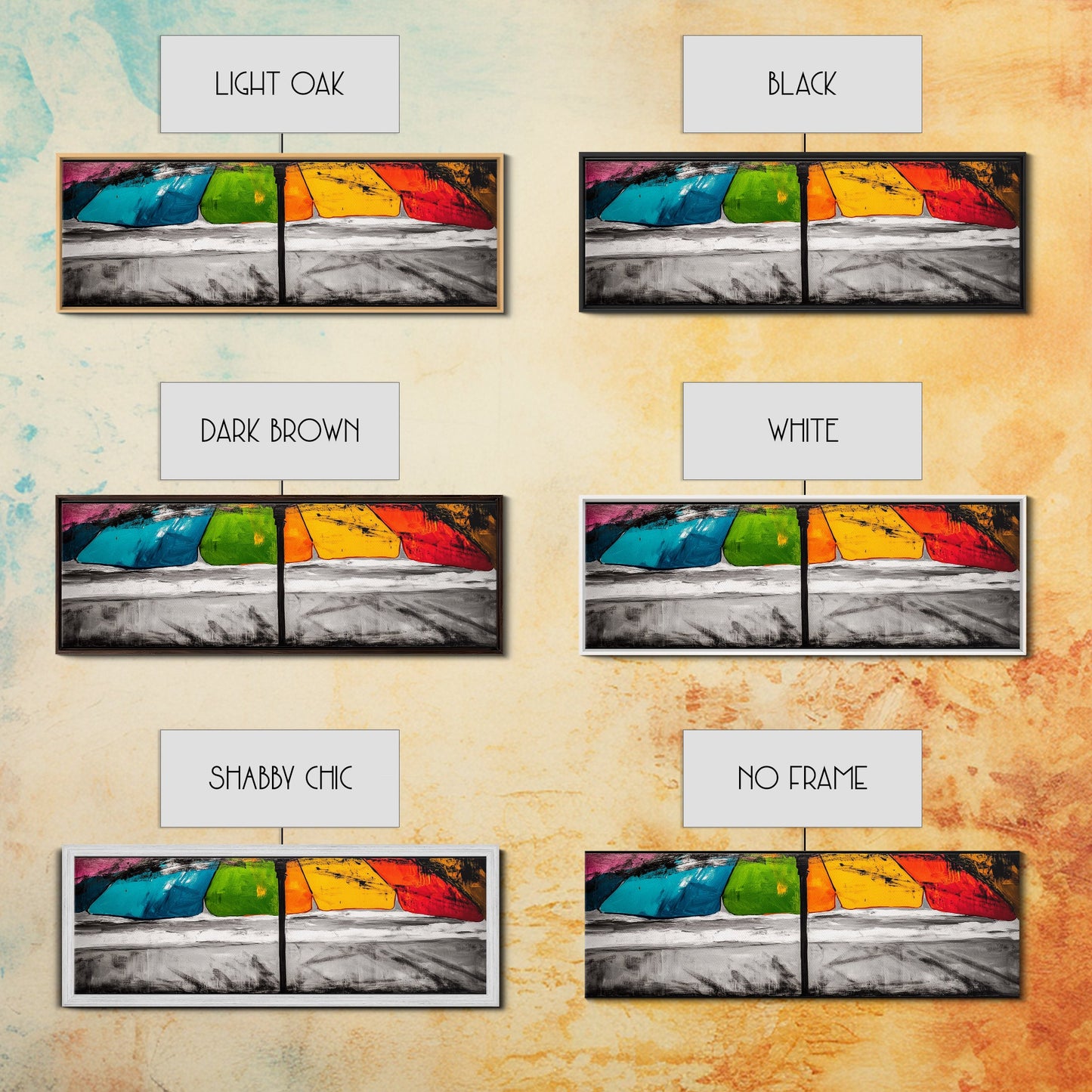 Colorful Umbrella Art, Abstract Beach Painting, Coastal Modern Decor, Vibrant Seaside Print, Bold Canvas Print, Framed Canvas Print