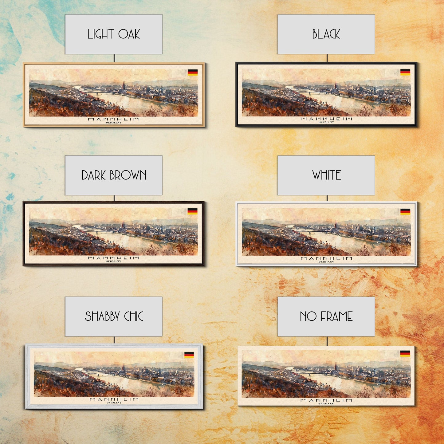 Mannheim Germany Travel Print Wall Art, Panoramic City Art, Travel Art, Wall Decor, Vacation Gift, Framed Canvas Print Or Metal Art