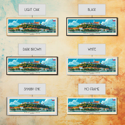 Bratislava Slovakia Wall Art, Panoramic Travel Poster, Panoramic Framed Canvas Print, City Wall Art, Wall Hanging Home Decor, Travel Art
