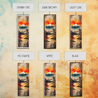 Reflections of Majestic Mountain Peaks in Calm Lake, Minimalist Landscape Framed Canvas Print, Perfect for Nature Inspired Wall Art