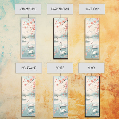 Swirling Butterflies in Japanese Style Tall Skinny Framed Canvas Print - Ukiyo-e Wall Art