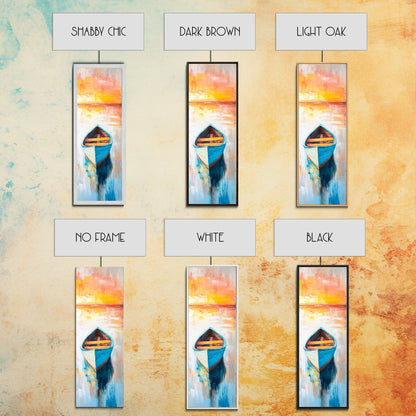 Colorful Boat at Sunset Canvas Print nautical painting coastal decor seascape painting beach house wall art ocean art