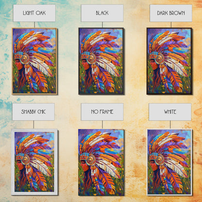 Native American Headdress, Goddess Art Print, Afrocentric Wall Art, Southwest Wall Art, Boho Art, Canvas Print, Rustic Wall Art
