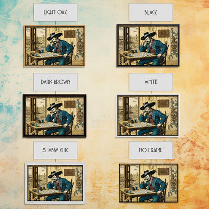 Japanese Cowboy, Wild West Samurai Mashup Art, Framed Canvas Print, Wild Western Decor, Home Art, Living Room Decor