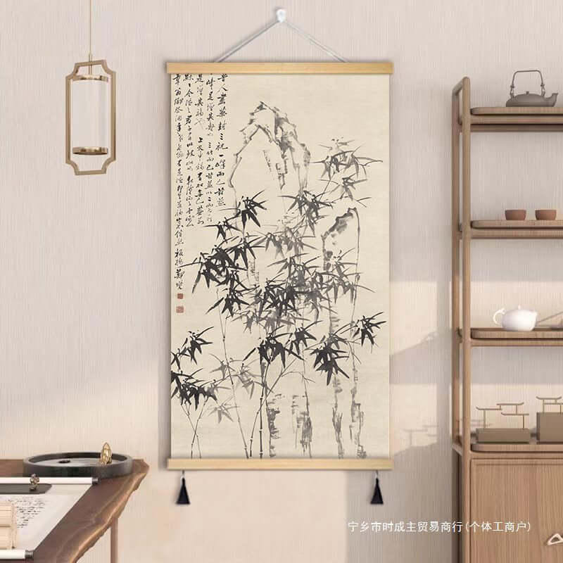 Zheng Banqiao Bamboo Traditional Chinese Painting Famous Painting Hanging Painting Cloth Art New Chinese Style Living Room Decorative Painting Hanging Cloth Painting in the Hallway
