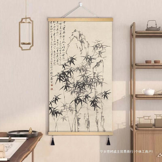 Zheng Banqiao Bamboo Traditional Chinese Painting Famous Painting Hanging Painting Cloth Art New Chinese Style Living Room Decorative Painting Hanging Cloth Painting in the Hallway