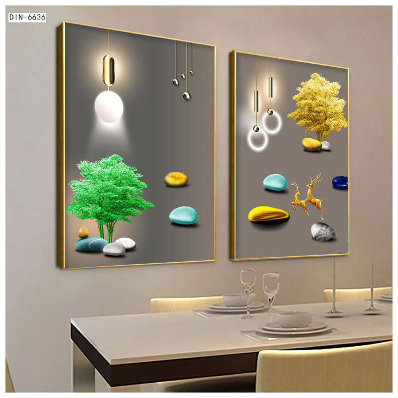 New Chinoiserie Decorative Painting Shishi Ruyi Restaurant Living Room Sofa Background Wall Hanging Painting Crystal Porcelain Mural Scandinavian Painting