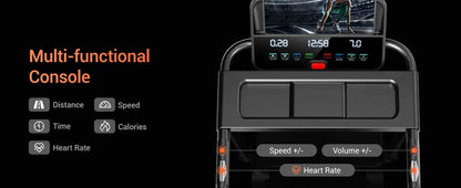 3.0HP Brushless Foldable Home Treadmill with 300LB Capacity