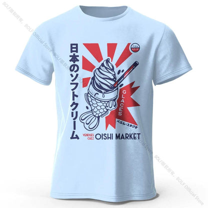 Japanese Foodie Print Cotton T-Shirt, Soft & Breathable Tee