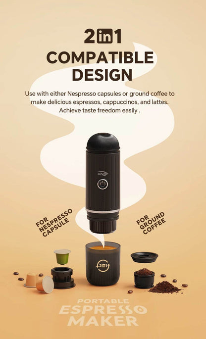 Portable Electric Espresso Maker for Hot or Cold Coffee