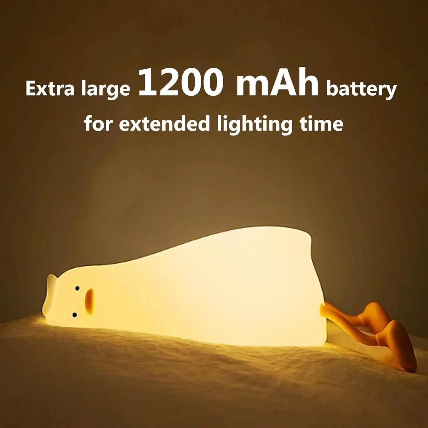 Silicone Lying Flat Duck Night Light Cute Kids Room Lamp