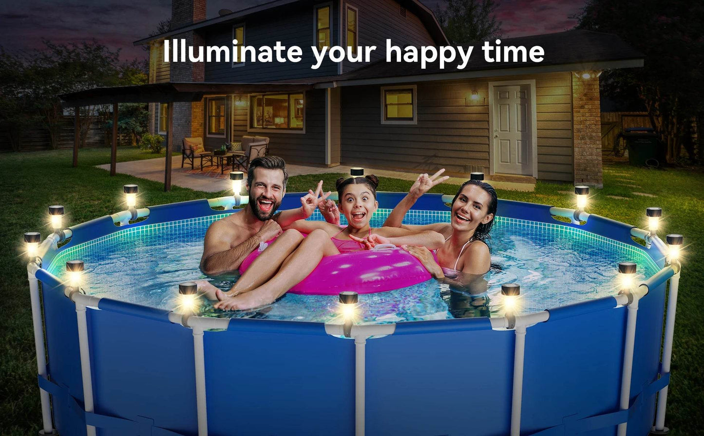 6 Packages Waterproof LED Solar Pool Light Frames Outdoor