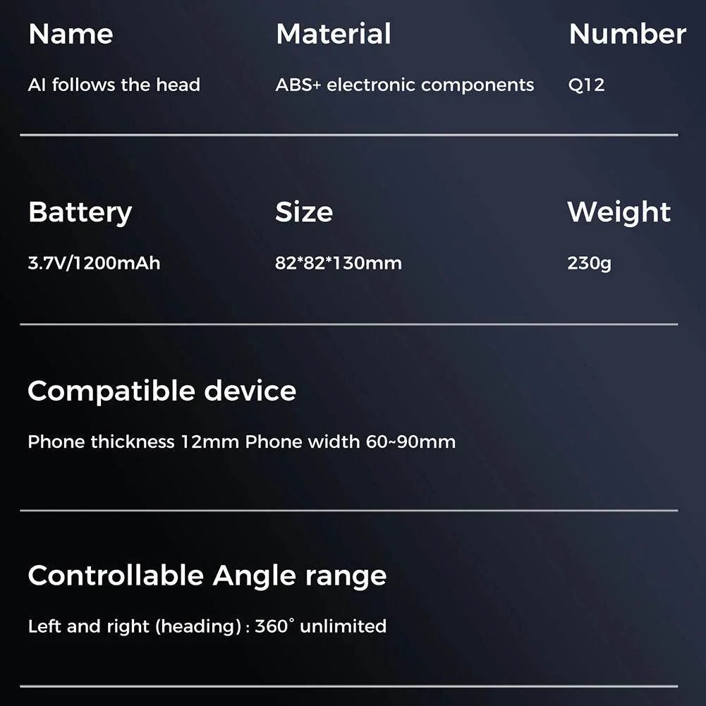 Auto Face Tracking Tripod with Gesture Control for Tiktok