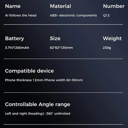 Auto Face Tracking Tripod with Gesture Control for Tiktok
