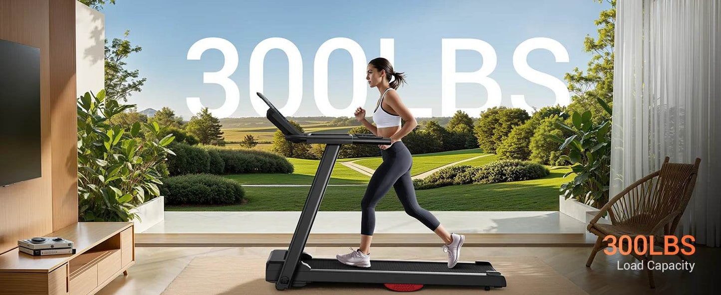 3.0HP Brushless Foldable Home Treadmill with 300LB Capacity