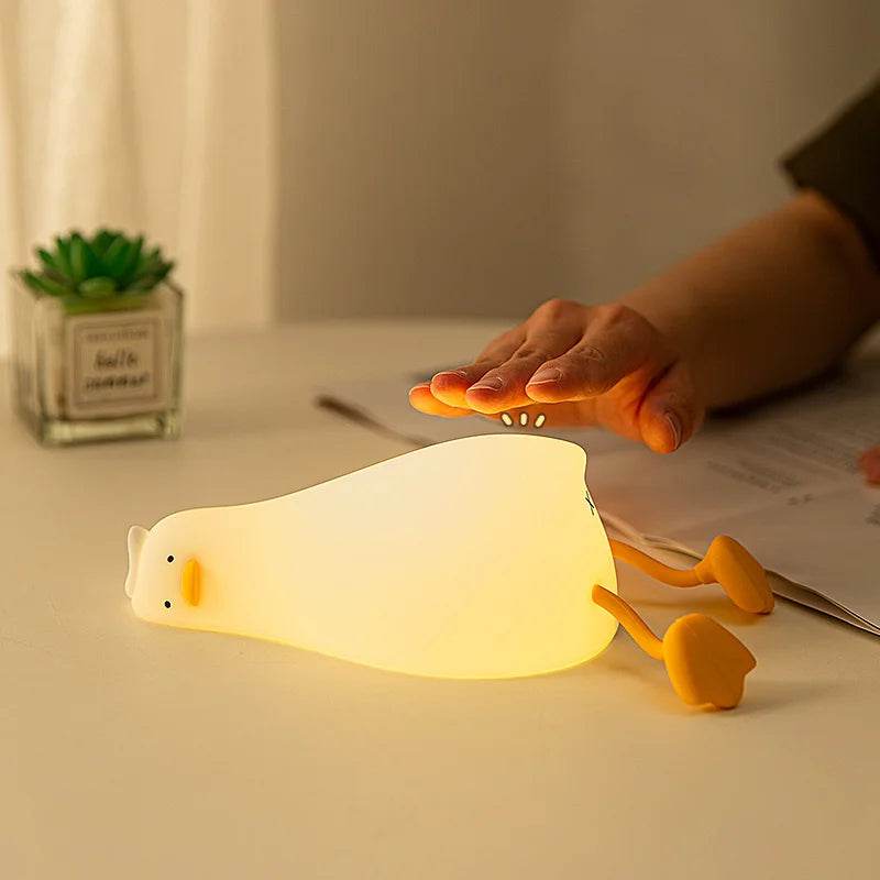 Silicone Lying Flat Duck Night Light Cute Kids Room Lamp