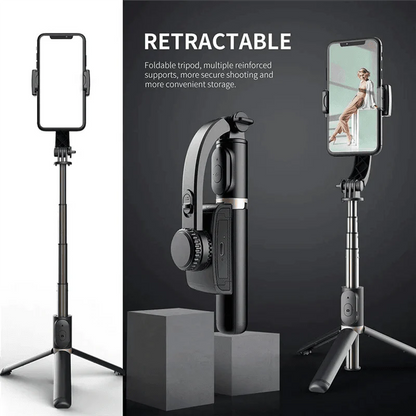 Gimbal Stabilizer Selfie Stick Black With Bluetooth Shutter