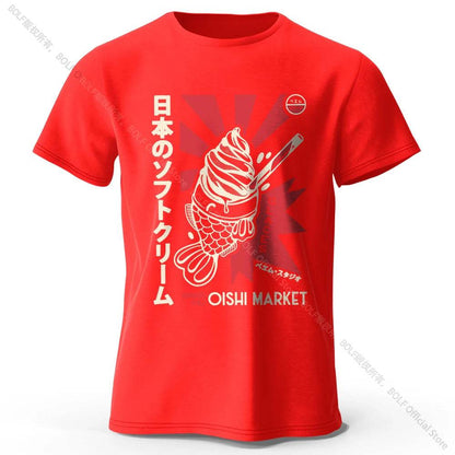 Japanese Foodie Print Cotton T-Shirt, Soft & Breathable Tee