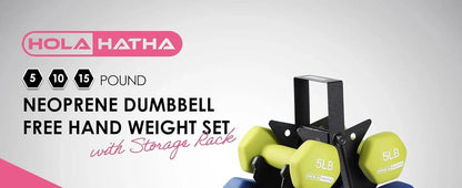 5,10, 15 Pound Neoprene Dumbbell Weight Set with Rack