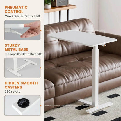Adjustable Overbed Bedside Table with Wheels for Home Use