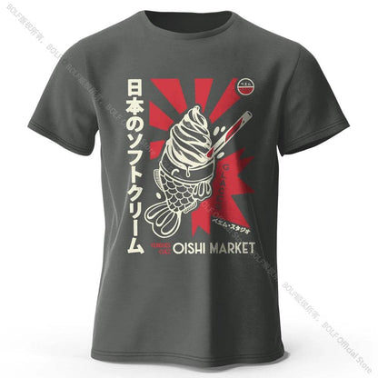 Japanese Foodie Print Cotton T-Shirt, Soft & Breathable Tee