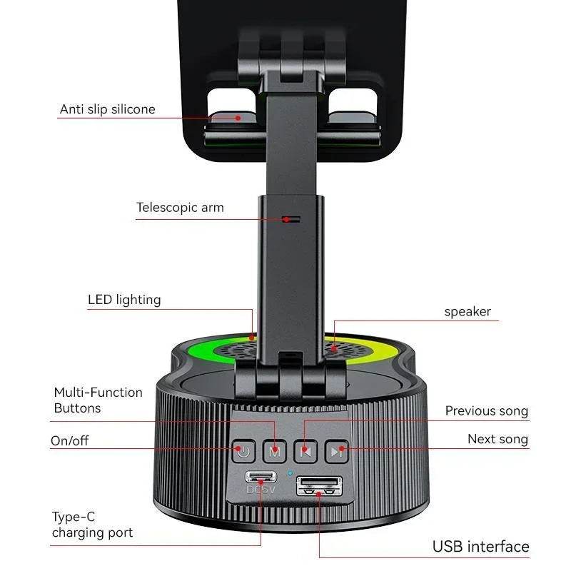 360° Rotatable Adjustable Phone Holder Wireless Speaker