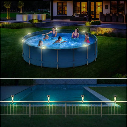 6 Packages Waterproof LED Solar Pool Light Frames Outdoor